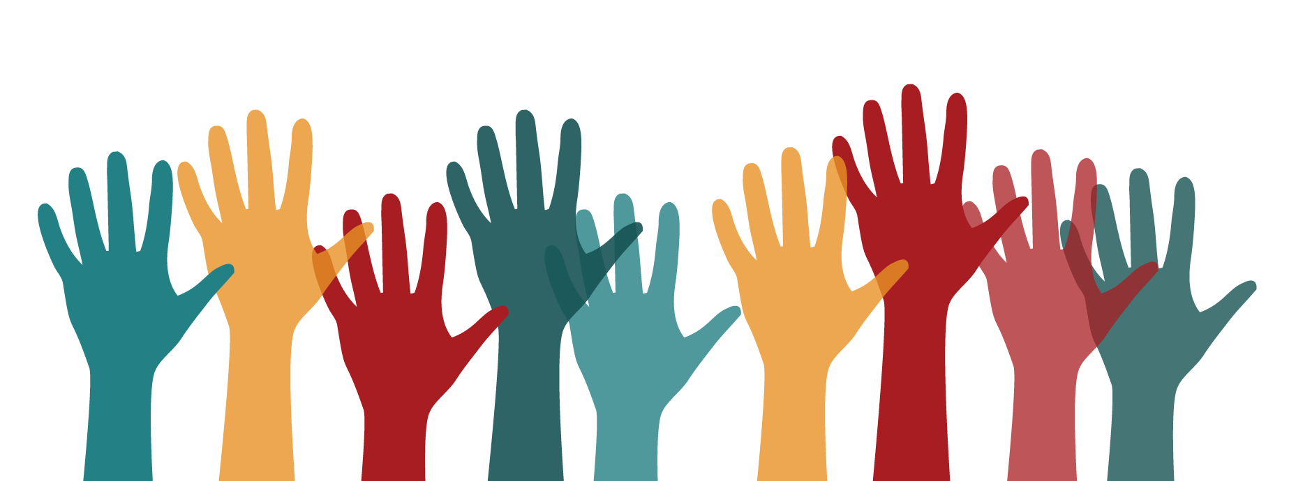Image showing hands in varying colors outstretched vertically
